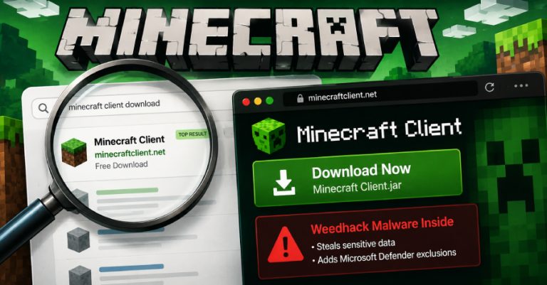 Malware-от Weedhack се шири преку лажни Minecraft клиенти и SEO труење